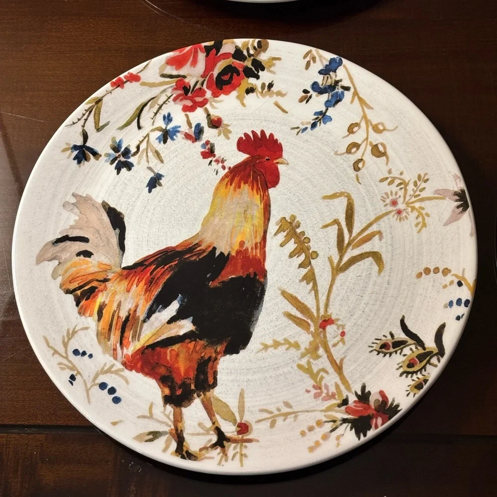 VTG Williams Sonoma Rooster Francais Colorful Rooster Decorative‎ Dessert Plates